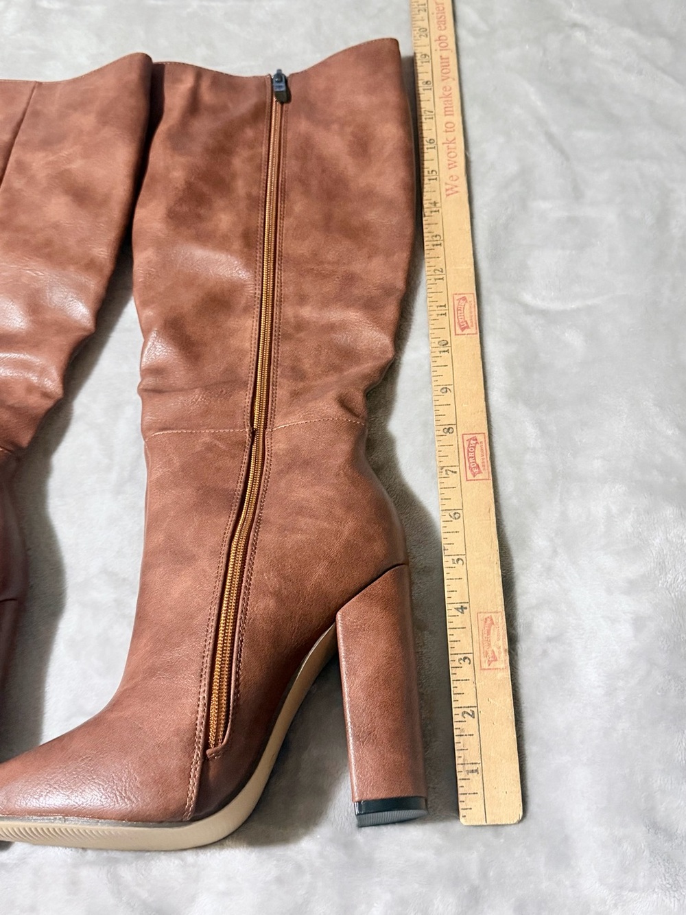 Women's Tall Pointed Toe Block Heel Boots in Rust Brown - Picture 7 of 7